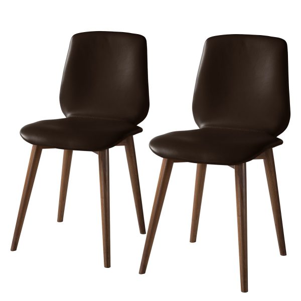 Polsterstuhl Wilga (2er-Set) - Echtleder - Walnuss - Mokka Polsterstuhl Wilga (2er-Set) - Echtleder - Walnuss - Mokka