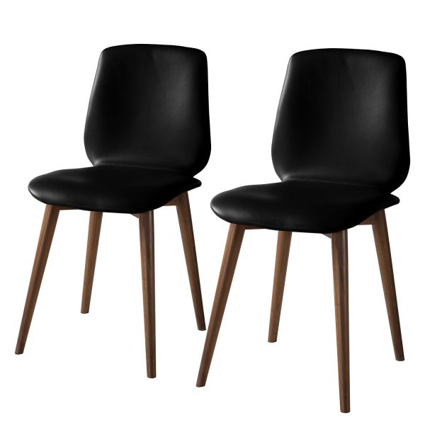 Polsterstuhl Wilga (2er-Set) - Echtleder - Walnuss - Schwarz Polsterstuhl Wilga (2er-Set) - Echtleder - Walnuss - Schwarz