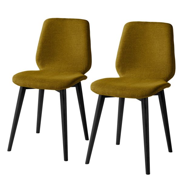Polsterstuhl Wilga (2er-Set) - Webstoff - Eiche - Currygelb Polsterstuhl Wilga (2er-Set) - Webstoff - Eiche - Currygelb
