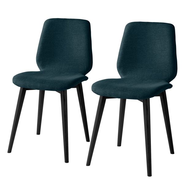 Polsterstuhl Wilga (2er-Set) - Webstoff - Eiche - Jeansblau Polsterstuhl Wilga (2er-Set) - Webstoff - Eiche - Jeansblau