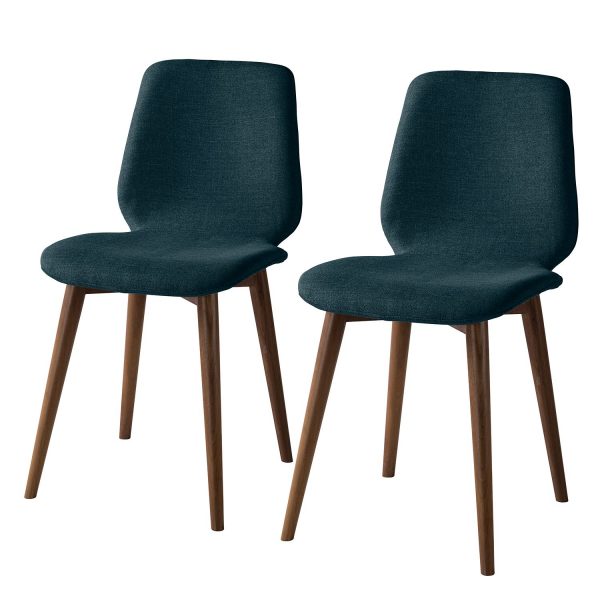 Polsterstuhl Wilga (2er-Set) - Webstoff - Walnuss - Jeansblau Polsterstuhl Wilga (2er-Set) - Webstoff - Walnuss - Jeansblau