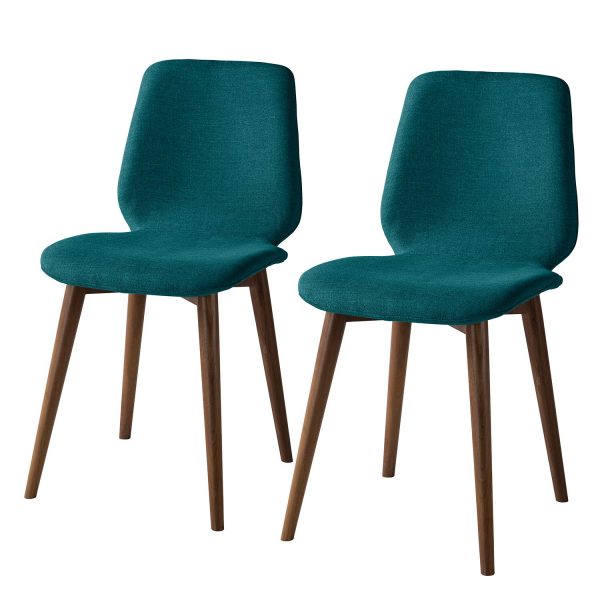 Polsterstuhl Wilga (2er-Set) - Webstoff - Walnuss - Petrol Polsterstuhl Wilga (2er-Set) - Webstoff - Walnuss - Petrol