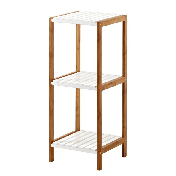 Regal Jakob I - Bambus teilmassiv - Bambus / Matt Weiß - 80 cm Regal Jakob I - Bambus teilmassiv - Bambus / Matt Weiß - 80 cm