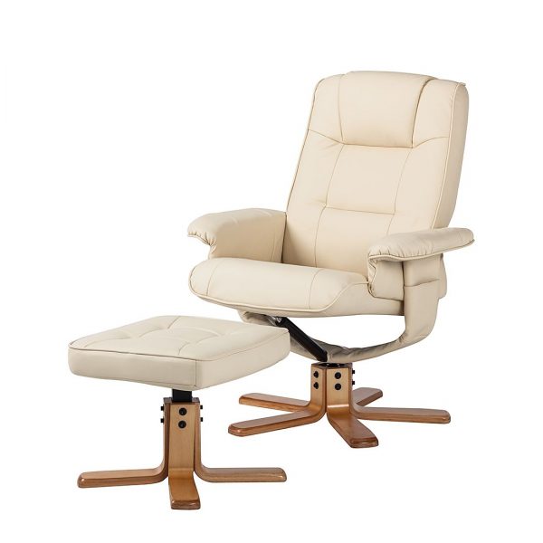 Relaxsessel Cosimo (mit Hocker) - Kunstleder Beige Relaxsessel Cosimo (mit Hocker) - Kunstleder Beige
