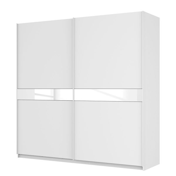 Schwebetürenschrank SKØP - Alpinweiß / Mattglas Weiß / Glas Weiß - 225 cm (2-türig) - 222 cm - Classic Schwebetürenschrank SKØP - Alpinweiß / Mattglas Weiß / Glas Weiß - 225 cm (2-türig) - 222 cm - Classic