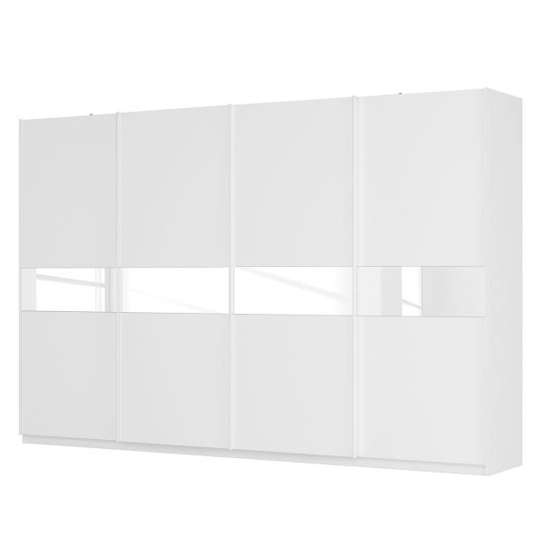 Schwebetürenschrank SKØP - Alpinweiß / Mattglas Weiß / Glas Weiß - 360 cm (4-türig) - 236 cm - Basic Schwebetürenschrank SKØP - Alpinweiß / Mattglas Weiß / Glas Weiß - 360 cm (4-türig) - 236 cm - Basic