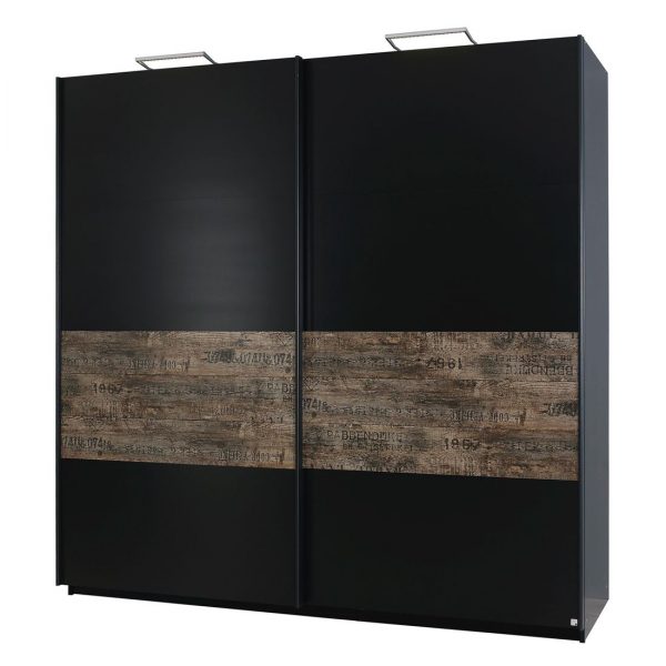 Schwebetürenschrank Sumatra I - Schwarz / Vintage Braun - 136 cm (2-türig) Schwebetürenschrank Sumatra I - Schwarz / Vintage Braun - 136 cm (2-türig)