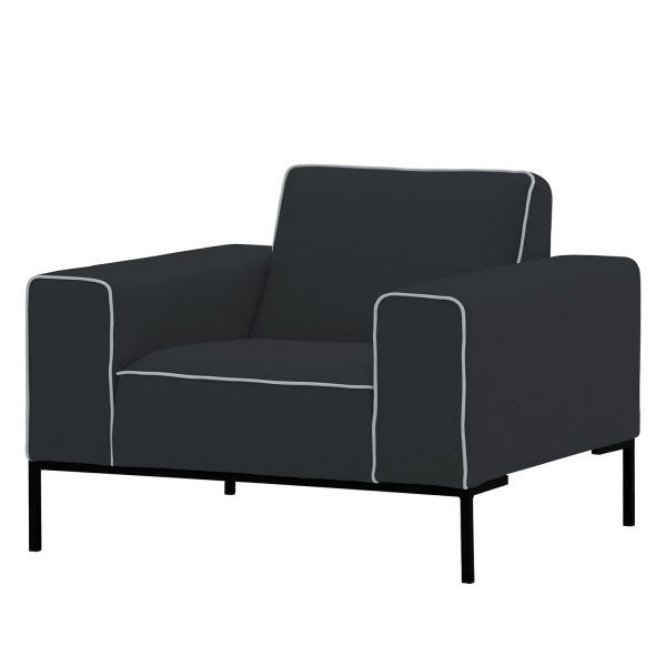 Sessel Ampio Duo Webstoff - Schwarz - Stoff Floreana Anthrazit Sessel Ampio Duo Webstoff - Schwarz - Stoff Floreana Anthrazit