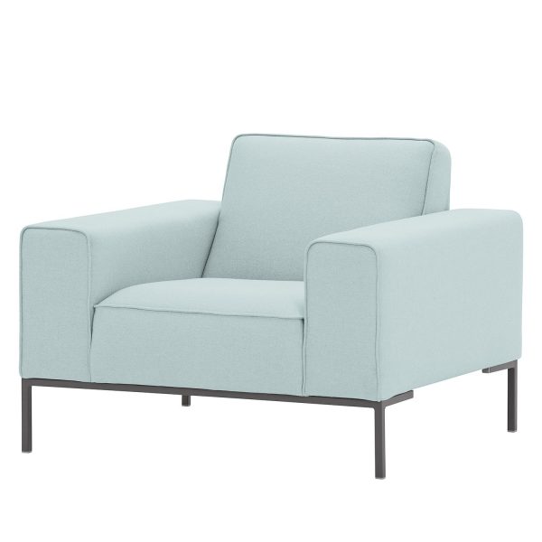 Sessel Ampio Webstoff - Grau - Stoff Floreana Mintgrün Sessel Ampio Webstoff - Grau - Stoff Floreana Mintgrün
