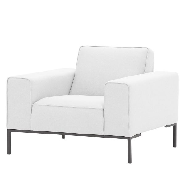 Sessel Ampio Webstoff - Grau - Stoff Floreana Weiß Sessel Ampio Webstoff - Grau - Stoff Floreana Weiß