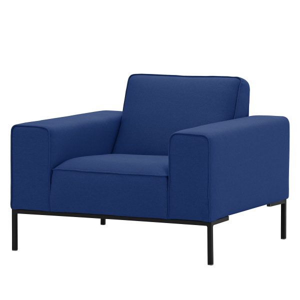 Sessel Ampio Webstoff - Schwarz - Stoff Floreana Dunkelblau II Sessel Ampio Webstoff - Schwarz - Stoff Floreana Dunkelblau II