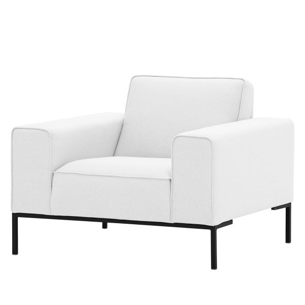 Sessel Ampio Webstoff - Schwarz - Stoff Floreana Weiß Sessel Ampio Webstoff - Schwarz - Stoff Floreana Weiß