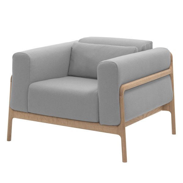 Sessel Fawn Webstoff - Eiche Hell - Stoff Ever Grau-Beige Sessel Fawn Webstoff - Eiche Hell - Stoff Ever Grau-Beige