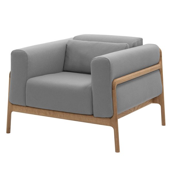 Sessel Fawn Webstoff - Eiche - Stoff Ever Grau-Beige Sessel Fawn Webstoff - Eiche - Stoff Ever Grau-Beige
