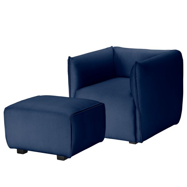 Sessel Grady I Webstoff - Mit Hocker - Dunkelblau Sessel Grady I Webstoff - Mit Hocker - Dunkelblau