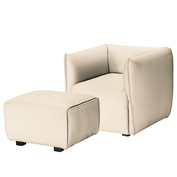 Sessel Grady I Webstoff - Mit Hocker - Ecru Sessel Grady I Webstoff - Mit Hocker - Ecru