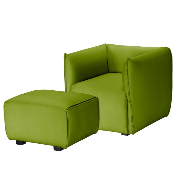 Sessel Grady I Webstoff - Mit Hocker - Grasgrün Sessel Grady I Webstoff - Mit Hocker - Grasgrün
