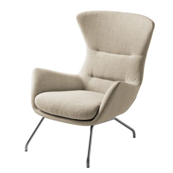 Sessel Hepburn II - Chrom Matt - Stoff Milan Beige Sessel Hepburn II - Chrom Matt - Stoff Milan Beige
