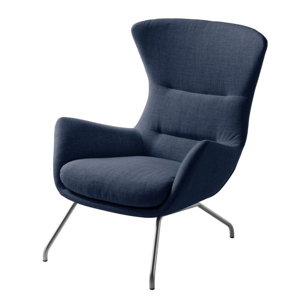 Sessel Hepburn II - Chrom Matt - Stoff Milan Dunkelblau Sessel Hepburn II - Chrom Matt - Stoff Milan Dunkelblau