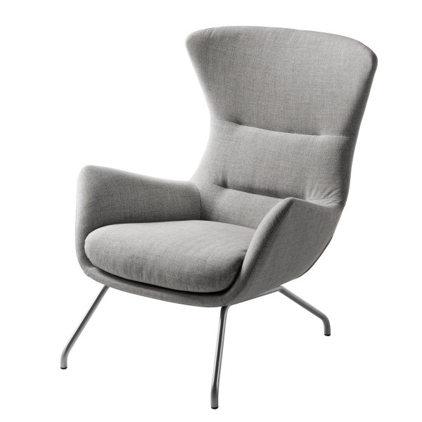 Sessel Hepburn II - Chrom Matt - Stoff Milan Hellgrau Sessel Hepburn II - Chrom Matt - Stoff Milan Hellgrau