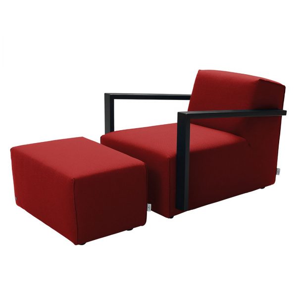 Sessel Lazy Webstoff - Mit Hocker - Rot Sessel Lazy Webstoff - Mit Hocker - Rot