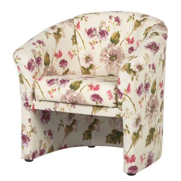 Sessel Loberia - Flachgewebe - Beige geblümt Sessel Loberia - Flachgewebe - Beige geblümt