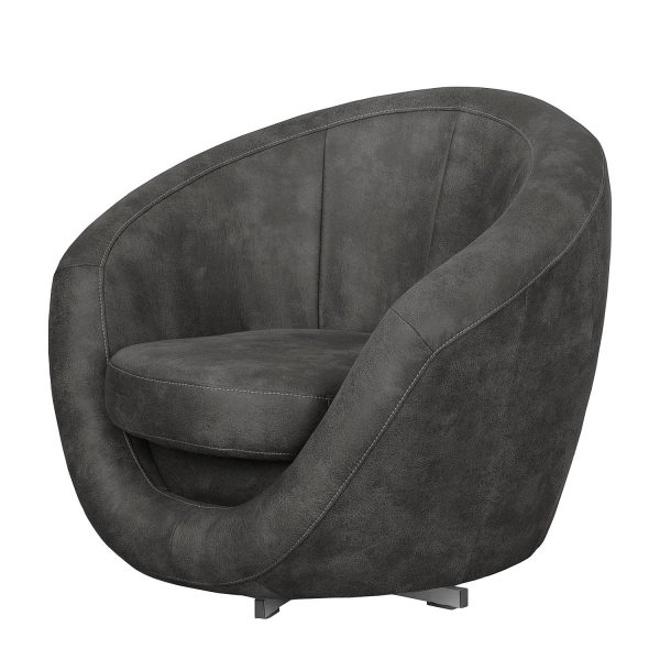 Sessel Marvin Antiklederlook - Dunkelgrau Sessel Marvin Antiklederlook - Dunkelgrau