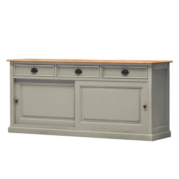 Sideboard Sollerön I - Pinie massiv - Granit / Pinie Honig / Schwarz Sideboard Sollerön I - Pinie massiv - Granit / Pinie Honig / Schwarz