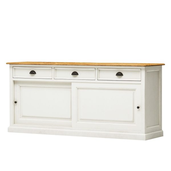 Sideboard Sollerön I - Pinie massiv - Pinie Weiß / Pinie Honig / Schwarz Sideboard Sollerön I - Pinie massiv - Pinie Weiß / Pinie Honig / Schwarz