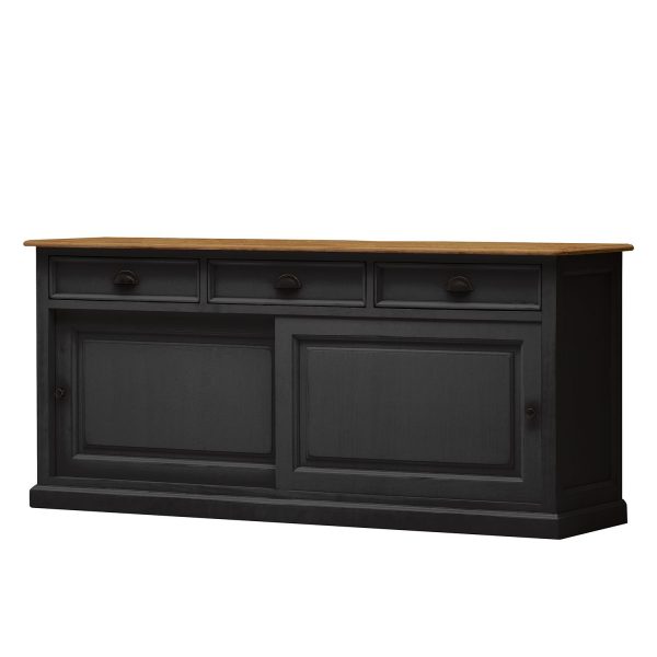 Sideboard Sollerön I - Pinie massiv - Schwarz / Pinie Honig Sideboard Sollerön I - Pinie massiv - Schwarz / Pinie Honig