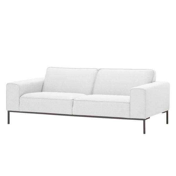 Sofa Ampio (3-Sitzer) Webstoff - Grau - Stoff Floreana Weiß