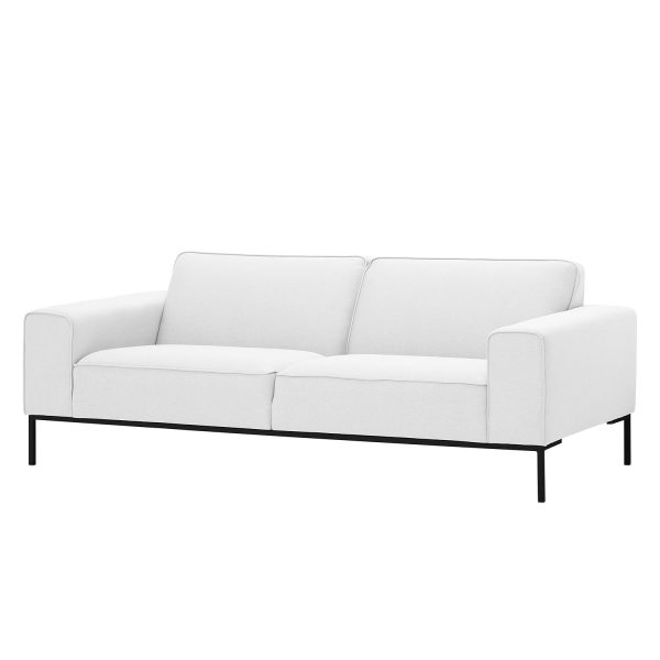 Sofa Ampio (3-Sitzer) Webstoff - Schwarz - Stoff Floreana Weiß