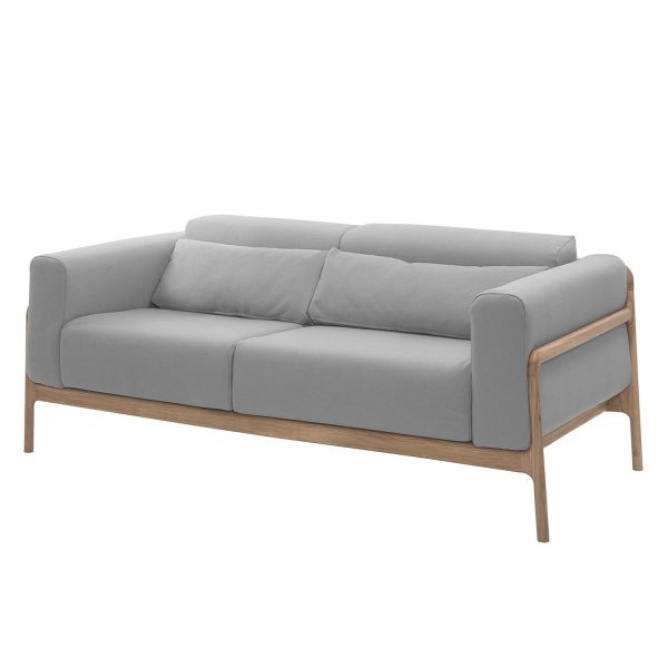 Sofa Fawn (2-Sitzer) Webstoff - Eiche - Stoff Ever Grau-Beige