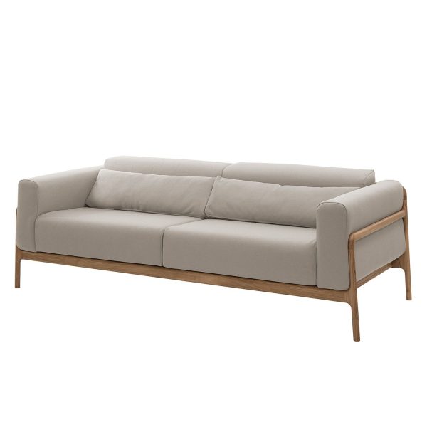 Sofa Fawn (3-Sitzer) Webstoff - Eiche - Stoff Ever Beige