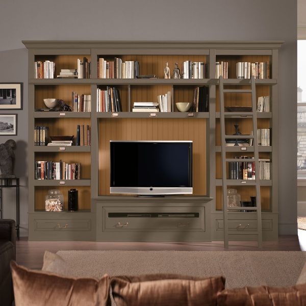 TV-Wand Azjana I - Pinie teilmassiv - Granit / Pinie Honig - Mit Leiter TV-Wand Azjana I - Pinie teilmassiv - Granit / Pinie Honig - Mit Leiter