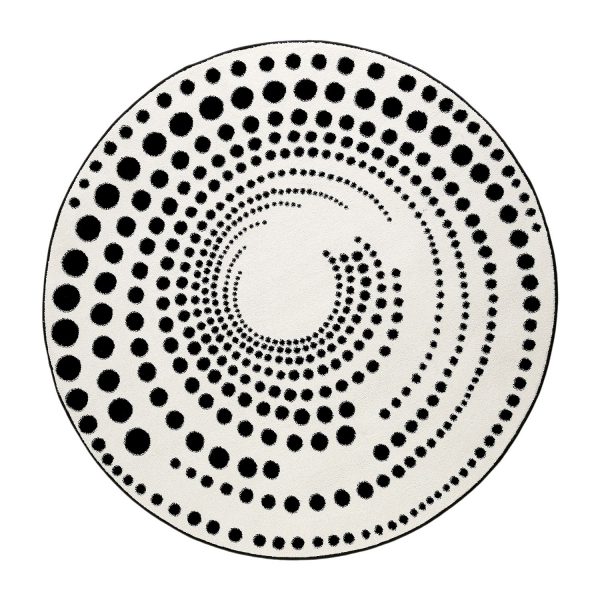 Teppich Eddy - Kunstfaser - Weiß / Schwarz - Ø 100 cm Teppich Eddy - Kunstfaser - Weiß / Schwarz - Ø 100 cm