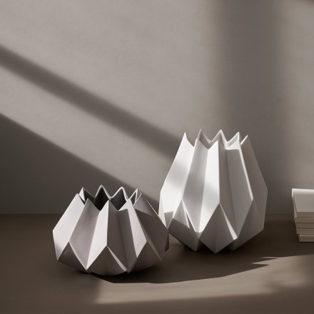 Vase Folded White weiß Keramik