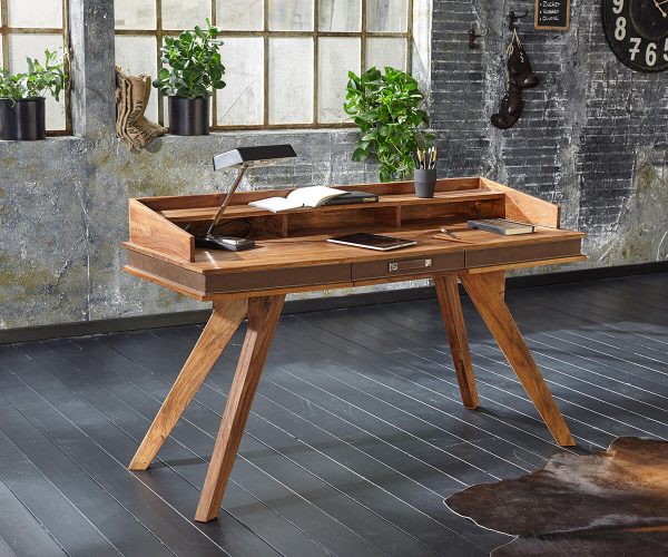 WOLF MÖBEL Schreibtisch Shan 150x60 cm Sheesham Shina Massivholz, Schreibtische WOLF MÖBEL Schreibtisch Shan 150x60 cm Sheesham Shina Massivholz, Schreibtische