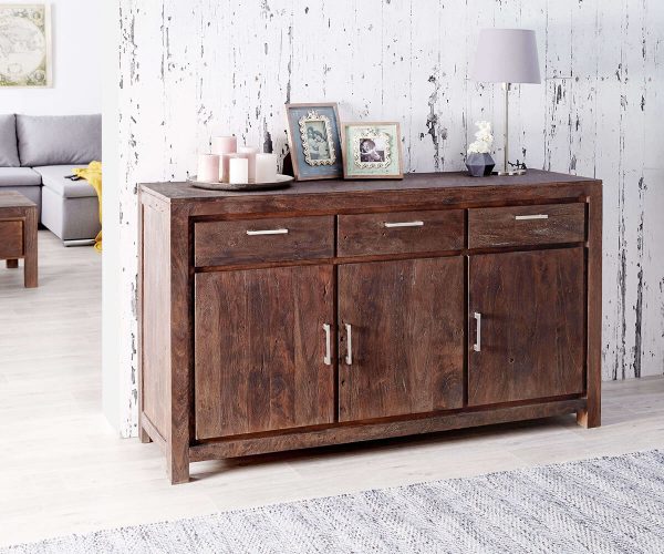 WOLF MÖBEL Sideboard Creed 150 cm Akazie Tabak 3 Türen 3 Schübe, Sideboards WOLF MÖBEL Sideboard Creed 150 cm Akazie Tabak 3 Türen 3 Schübe, Sideboards