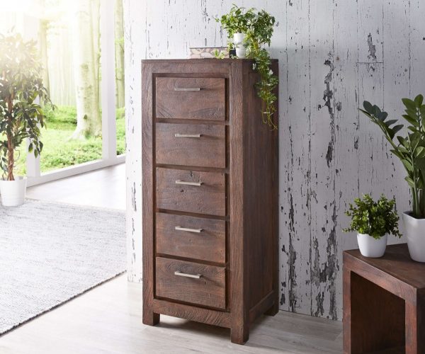 WOLF MÖBEL Sideboard Creed 50 cm Akazie Tabak Massivholz 5 Schübe, Sideboards WOLF MÖBEL Sideboard Creed 50 cm Akazie Tabak Massivholz 5 Schübe, Sideboards