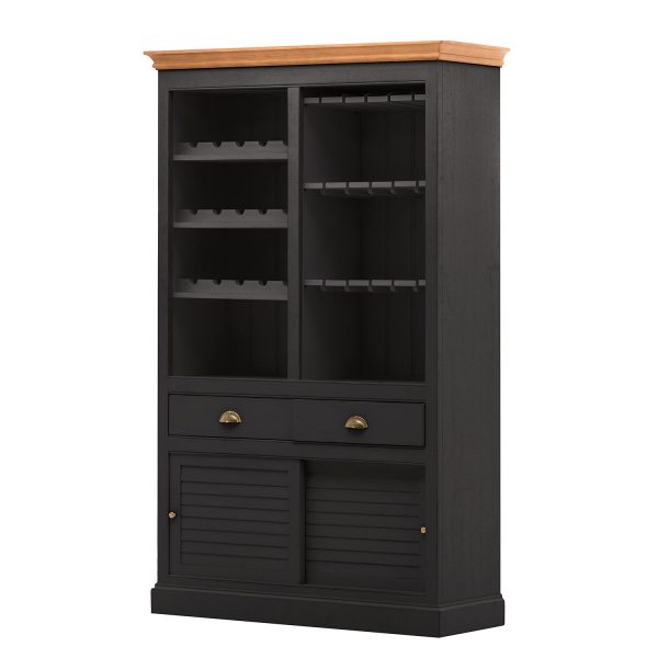 Weinregal Sollerön I - Pinie massiv - Schwarz / Pinie Honig / Messing Weinregal Sollerön I - Pinie massiv - Schwarz / Pinie Honig / Messing