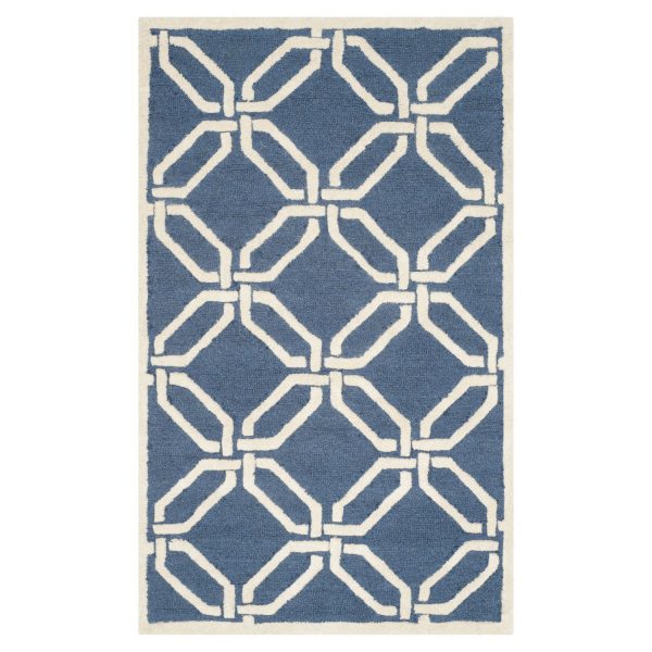 Wollteppich Mollie - Wolle - Marineblau - 91 x 152 cm Wollteppich Mollie - Wolle - Marineblau - 91 x 152 cm