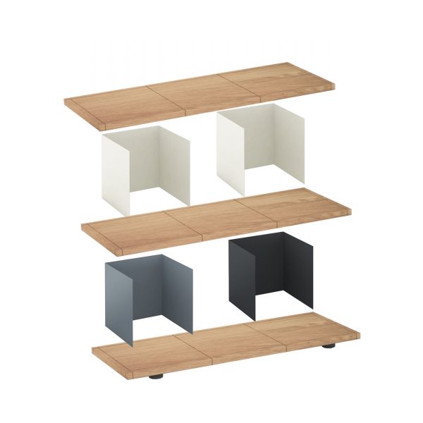 Yu Regalsystem Set 2 eiche-schwarz-weiß-grau Yu Regalsystem Set 2 eiche-schwarz-weiß-grau
