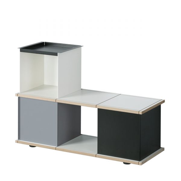 Yu Regalsystem Set 4 als Bank schwarz-weiß-grau Yu Regalsystem Set 4 als Bank schwarz-weiß-grau