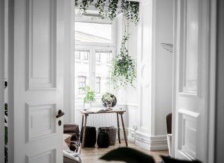 A White Swedish Home With An Intriguing Hanging Plant!