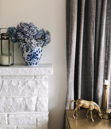 The-Inspired-Room-Hydrangeas-Blue-and-White-Pot-and-Brass-Horse-455x526