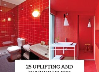 25 Uplifting And Waking Up Red Bathroom Decor Ideas