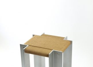 L4 stool by Lucas Cambier | Soft Brutalism in Aluminium and Danish Rope