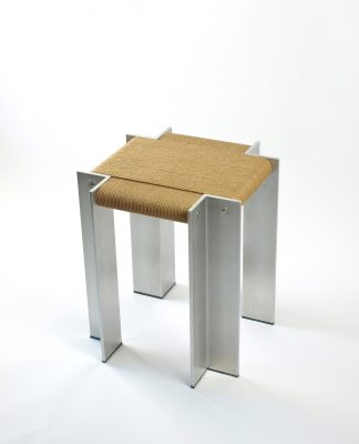 L4 stool by Lucas Cambier | Soft Brutalism in Aluminium and Danish Rope